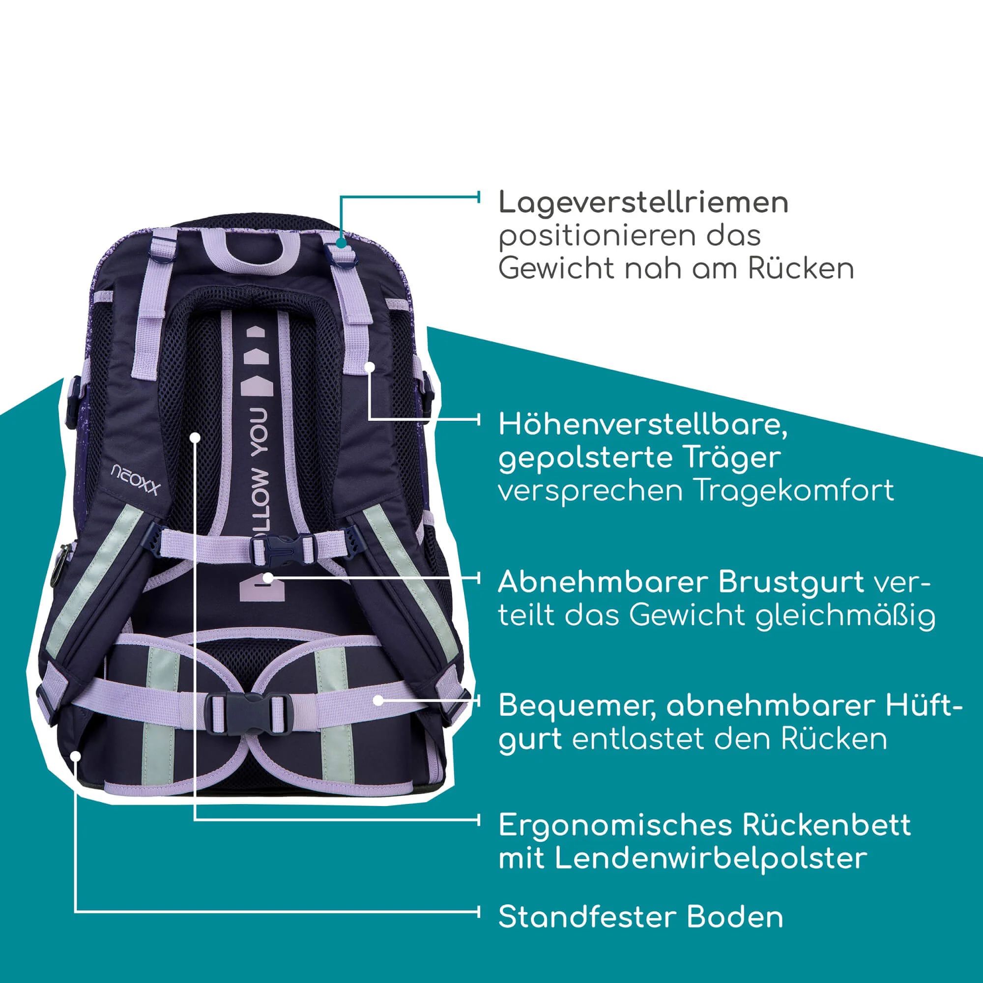 Neoxx ACTIVE PRO - Schulrucksack 45.5 cm (Glitterally perfect) - Image 8