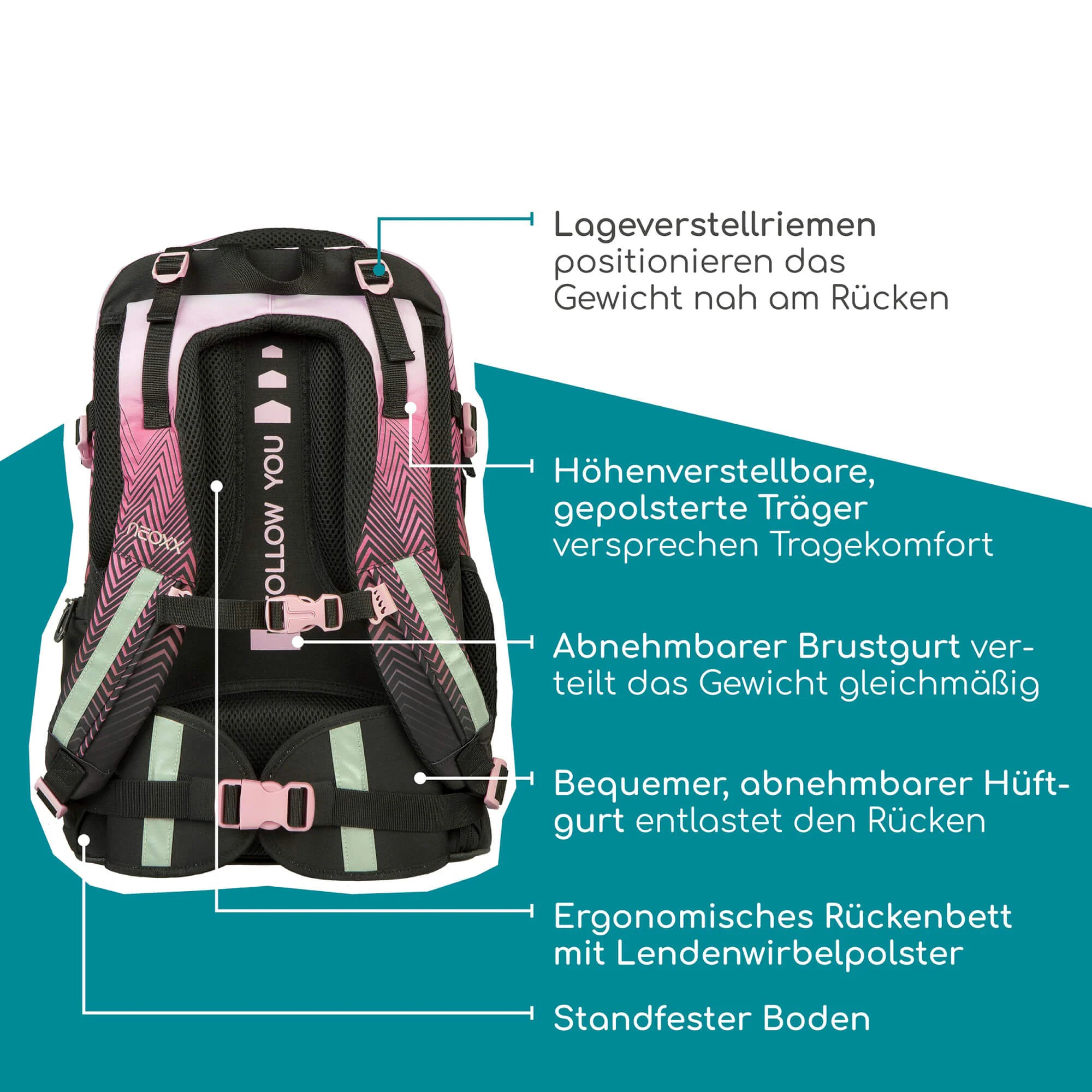 Neoxx ACTIVE PRO - Schulrucksack 45.5 cm (Sweet like sunset) - Image 10