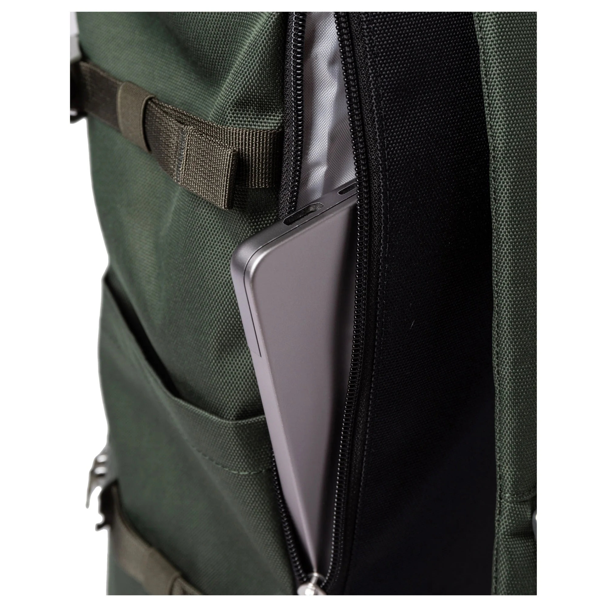 Sandqvist Icon Rolltop - Rucksack L 16" 65 cm erw. (dawn Green with dark brown leather) - Image 4